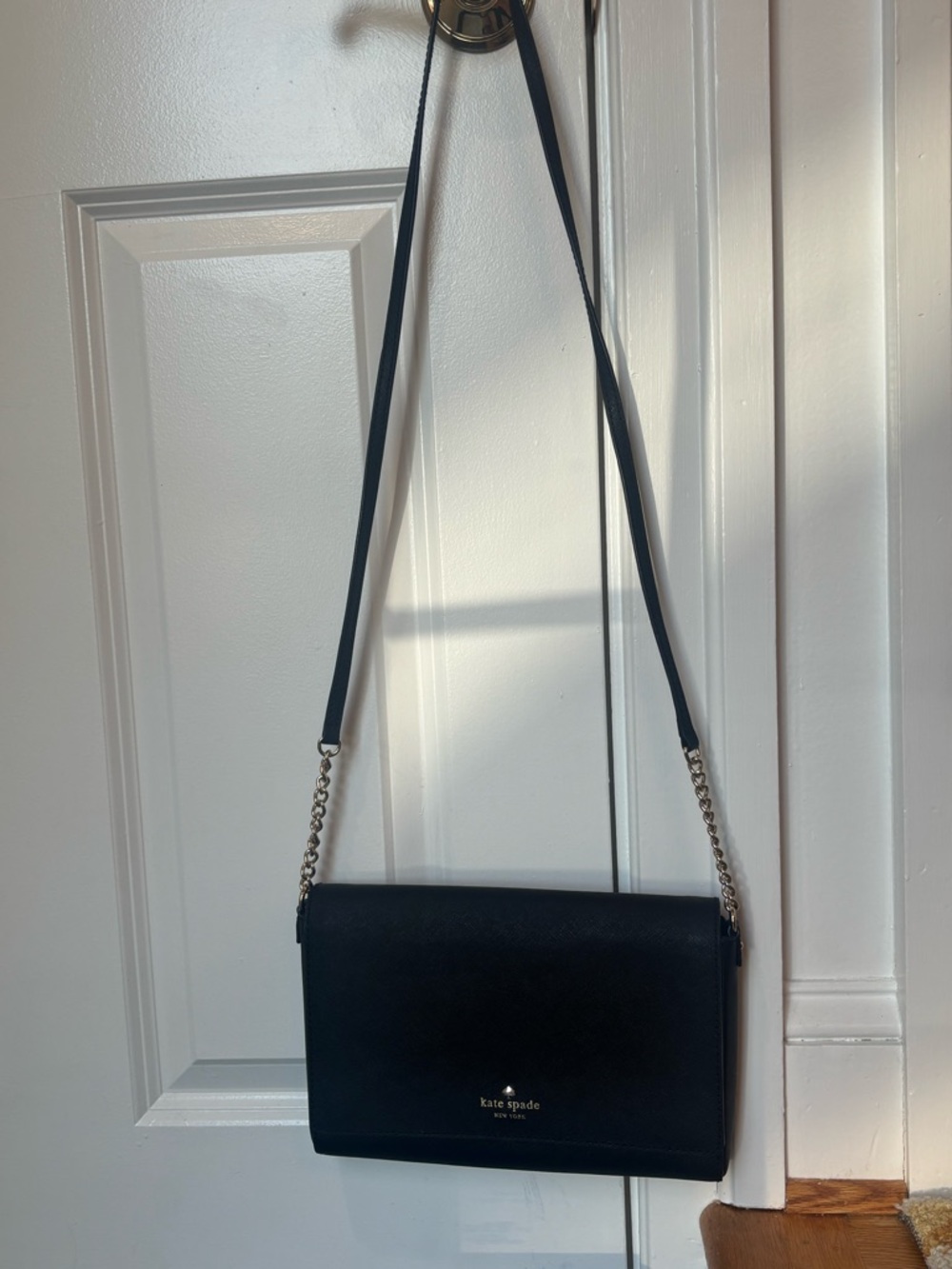 kate spade Black Leather Chain-Accent Crossbody